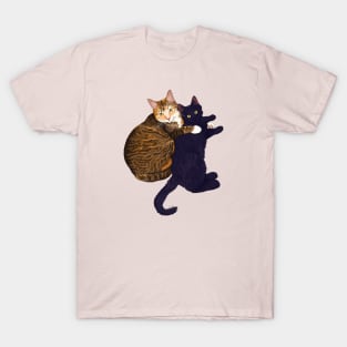 Momma Cat Love - Tabby Cat & Black Kitten T-Shirt